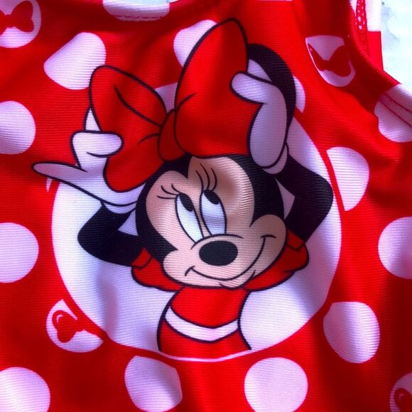 Disney Baby Minnie Mouse Red Polka Dot Tutu One Piece Bathing Suit Swimsuit - Picture 2 of 12